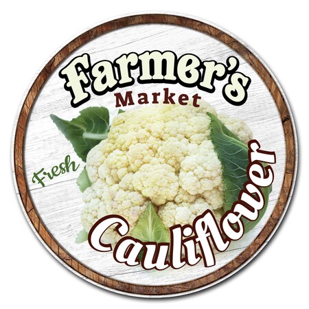Signmission Farmers Market Cauliflower Circle Corrugated Plastic Sign, C-12-CIR-Cauliflower C-12-CIR-Cauliflower